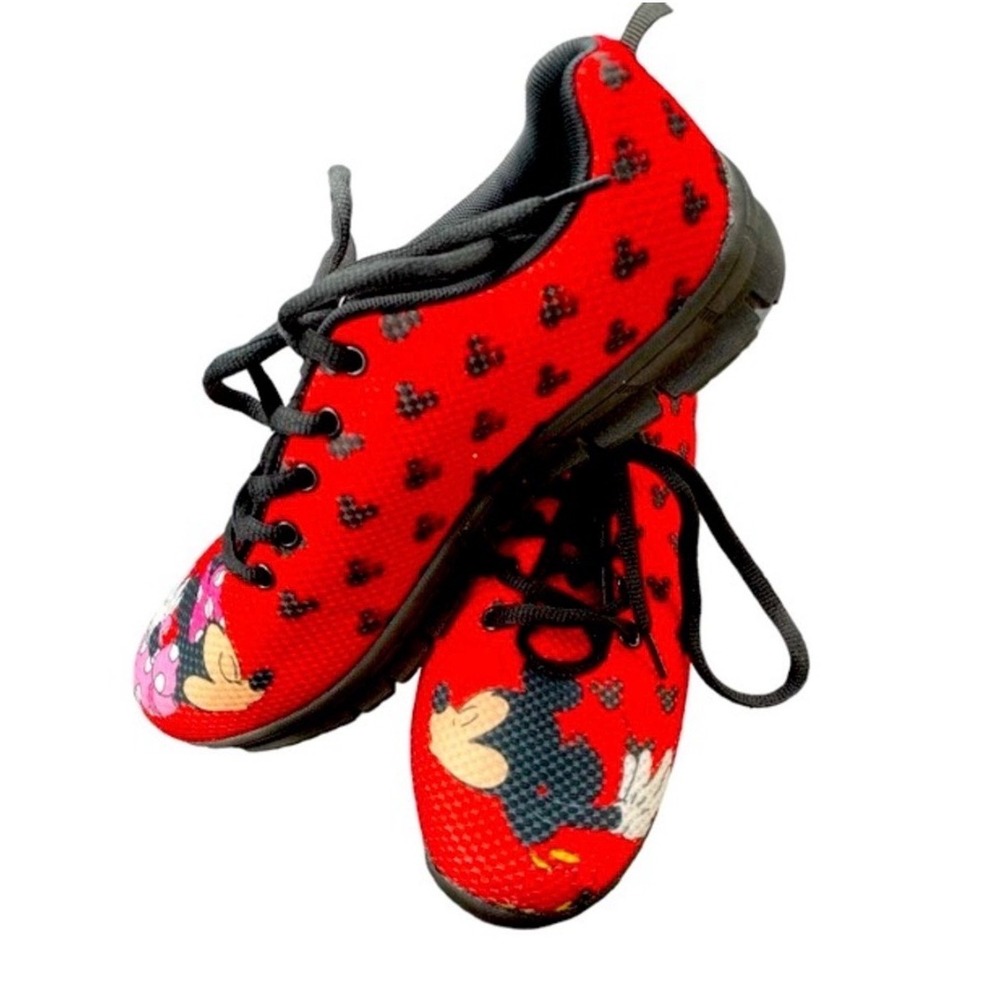 Disney Kissing Mickey and Minnie Mouse Red Mesh Sneakers Mens 7 Womens 9 Shoes
